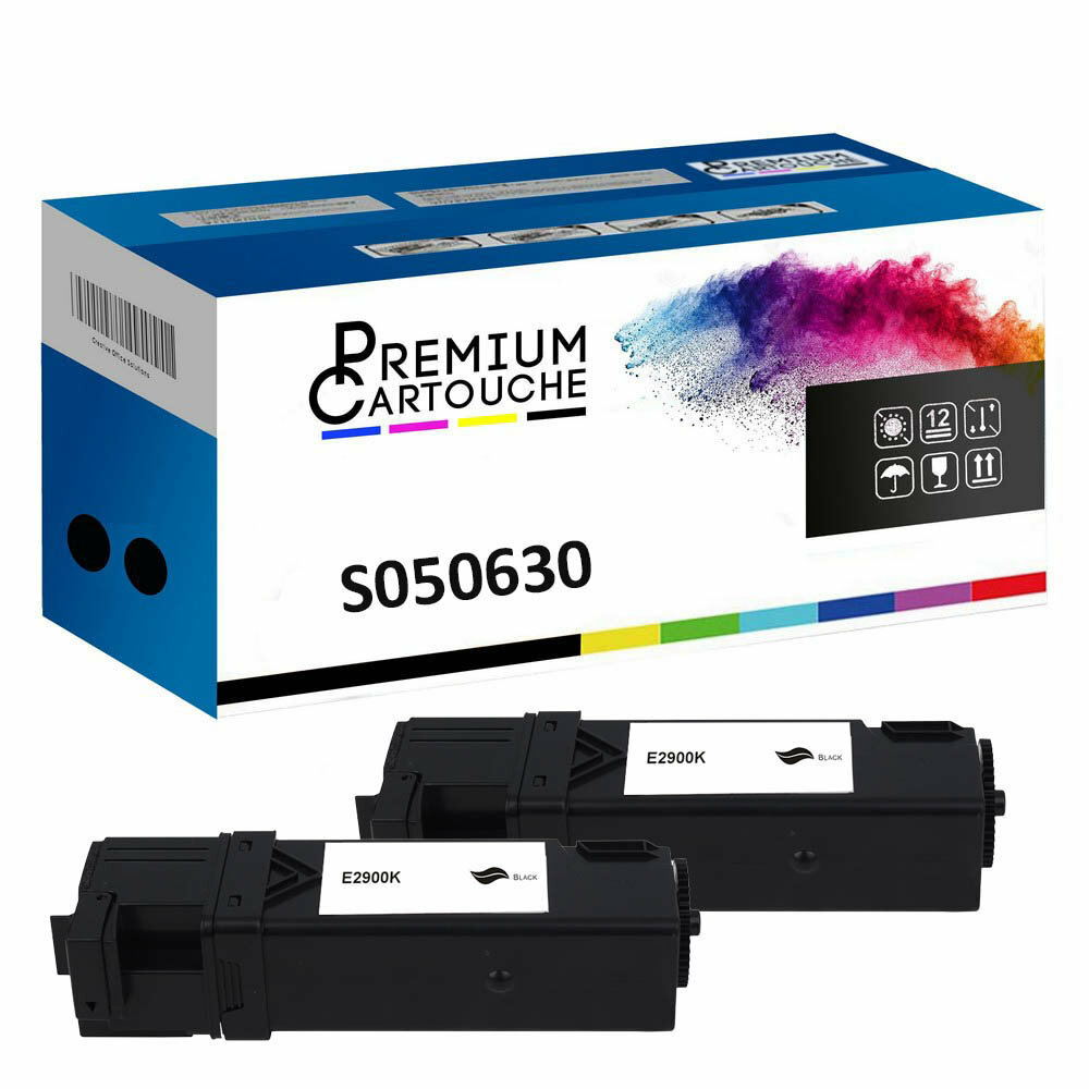 Toner C13S050630 noir compatible epson pack de 2 cartouches laser