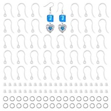 300pcs Clear Plastic Earring Hooks Sets,Safety Ear Wire Hooks 100pcs Non