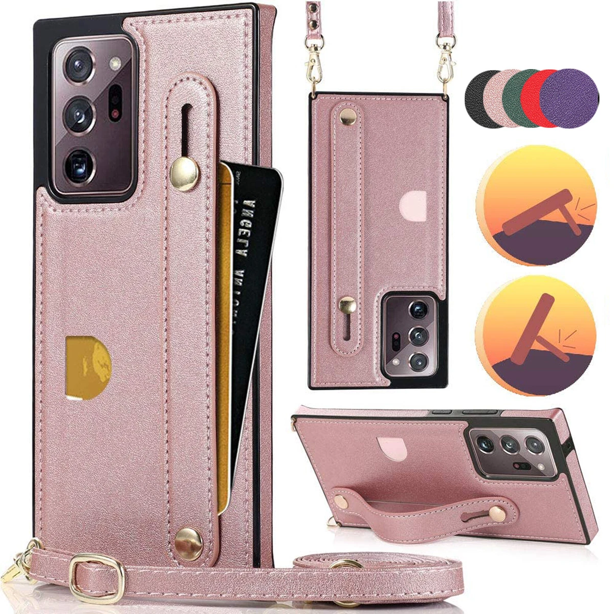 Square Crossbody Handle Leather Case For Samsung S23 Ultra S22 Note  20/S10/Note9