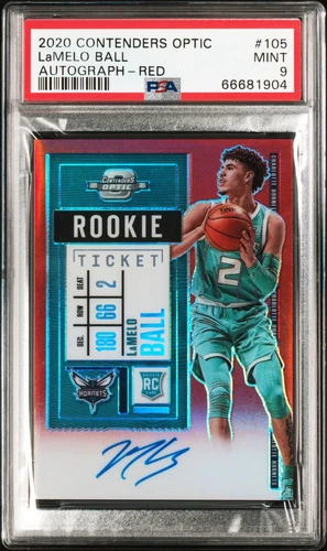 2020-21 Panini Optic Contenders LaMelo Ball Rookie Ticket Red Auto /75 PSA 9 RC 