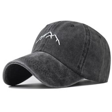 Embroidery Mountain Baseball Cap Mens Washed Distressed Strapback Casual Dad Hat