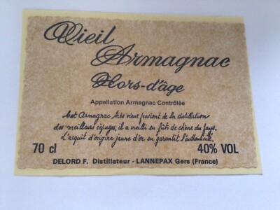 New label sticker Viel Armagnac out of age Delord 0.7 L 40%