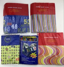 Lot Of Jumbo & Regular Size Stretchable Book Covers Pink Blue Yellow Stars