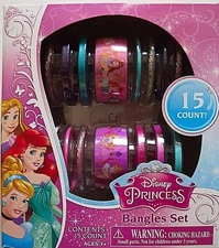 DISNEY PRINCESS 15 PIECE GIRLS ASSORTED BRACELETS,PRETTY BANGLES SET,KIDS 3+,NEW