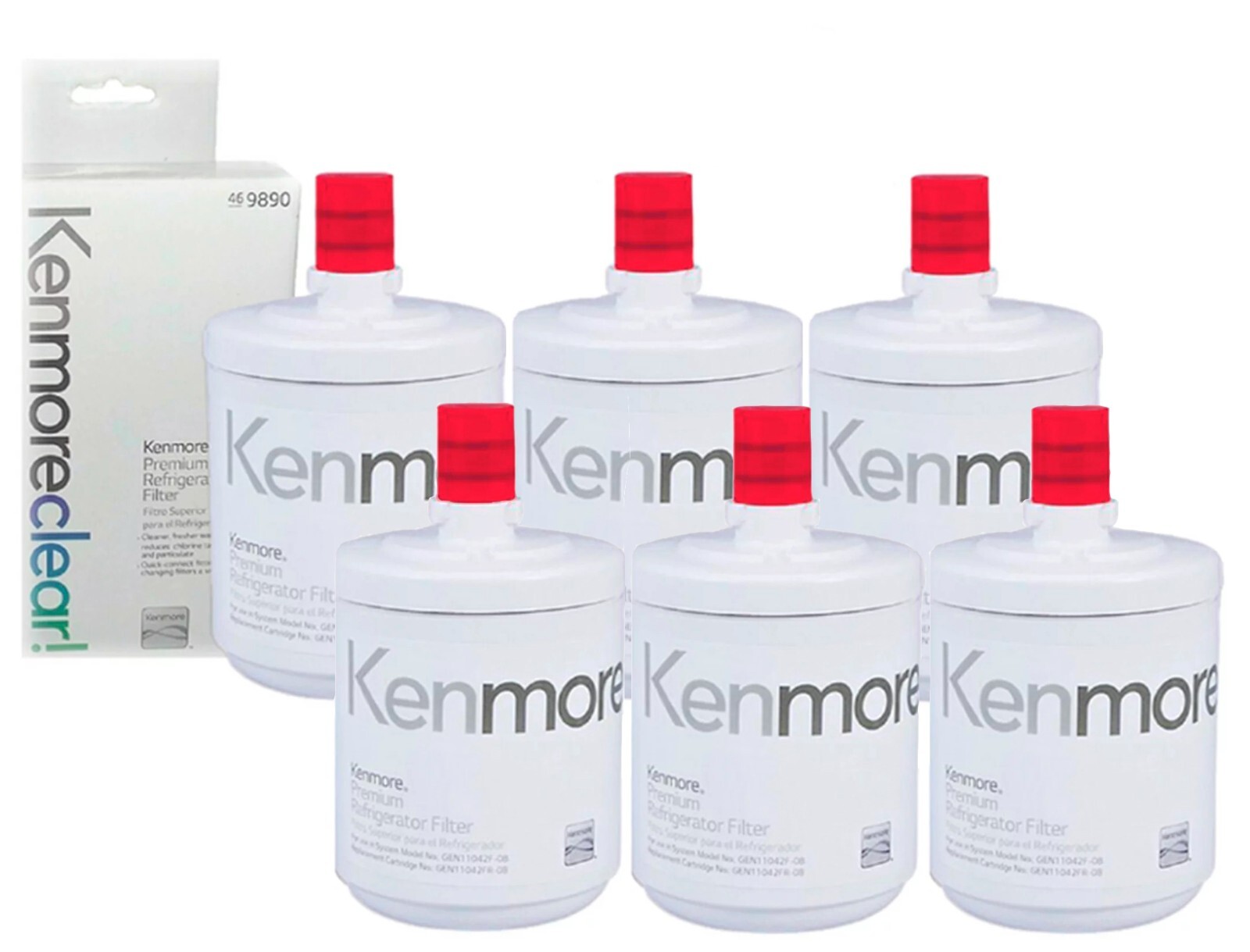 6 Pack Kenmore 9890 Premium Refrigerator Water Filter 469890 469890, NEW eBay