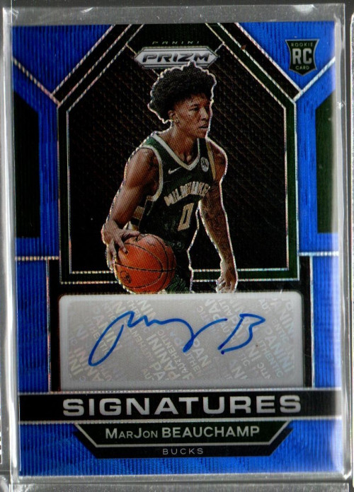 2022-23 Prizm Rookie Signatures Prizms Blue Wave #19 MarJon Beauchamp Auto