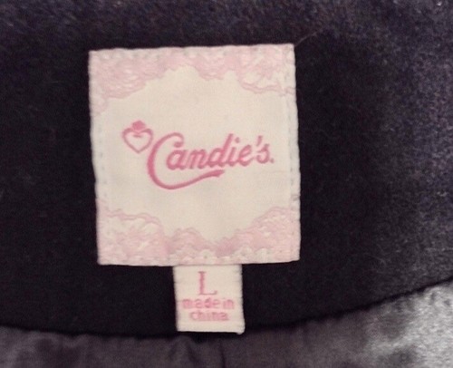 Candie's Bomber Jacket Black Full Zip Wool Blend juniors size L - Picture 4 of 6