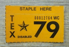 1979 TEXAS PLATE RENEWAL STICKER DISABLED NEW/UNUSED