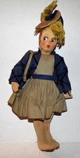 Vintage Drum Majorette Stockinette Doll Lenart Lenci Style Felt Surprise Eyes