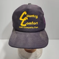 Mens Trucker Hat OS Purple Mesh Back Snapback Country Comfort 1987 Cowpatty Park