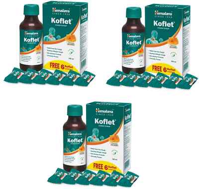 Himalaya Koflet Syrup 100ml x3 + Koflet Lozenges x6   Natural Cough Relief