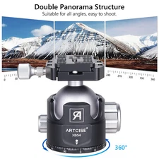 54mm Panoramic Ball Head Low Profile Tripod Head Heavy Duty Ball Head for DSLR C