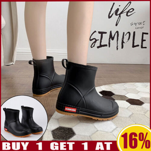 Women Wellington Rain Boots Waterproof Ankle Wellies Outdoor Shoes Size 5.5-9.0 - Picture 1 of 18