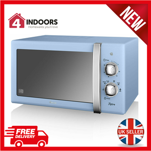 Swan SM22130BLN 800W Retro Manual Dial Microwave 20L In Blue - Brand