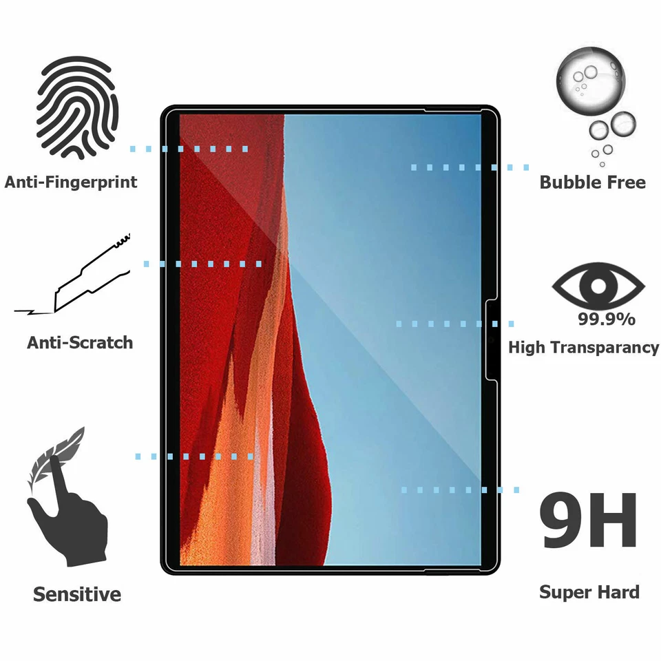 2X Crystal Clear Tempered Glass Screen Protector for Microsoft Surface Pro X - Image 4 of 4