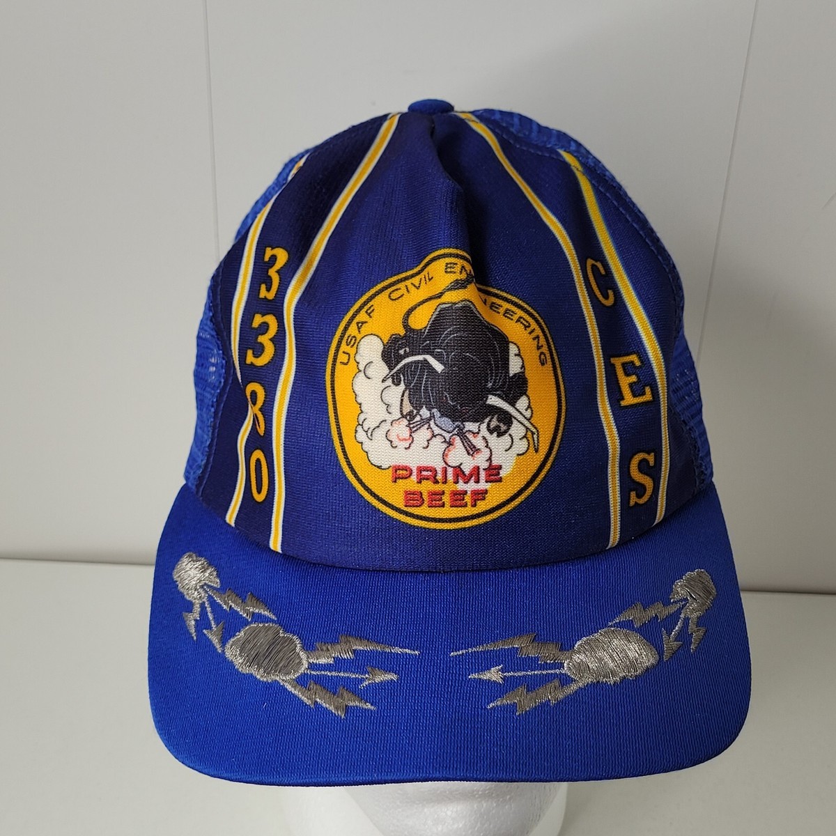 VTG USAF Prime Beef Hat Trucker Snapback 3380 CES Civil