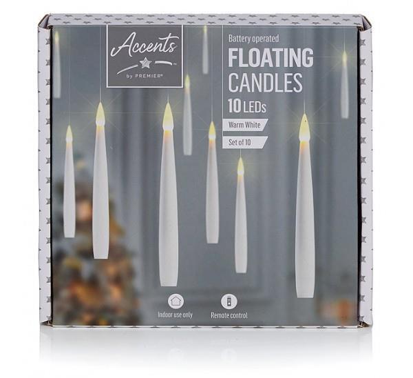 Premier 10pcs 15cm Floating Christmas Candle Decorations w/ Remote Control