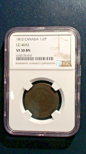 1812 Canada 1/2 PENNY NGC VF30 BN 1/2P Coin BUY IT NOW!