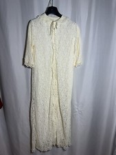 Vintage Women's Nightgown Pajama Dress Cream White Lace Long