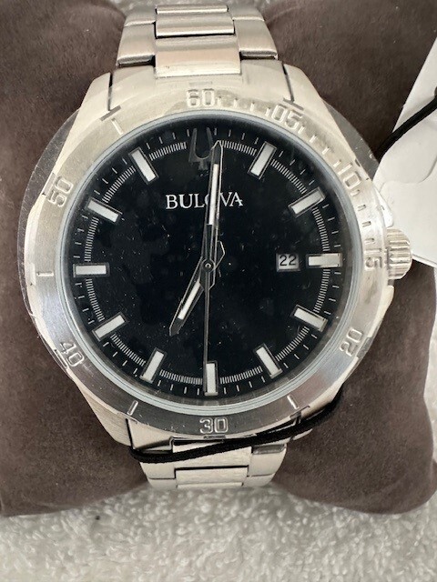 Bulova 96B377 Silver Tone Black Date Dial Mens Classic Sport Bulova 96B377 Silver Tone Black Date Dial Mens Classic Sport