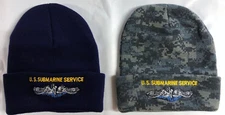 U.S. Submarine Service Watch Cap Silver Dolphins Sub Force Beanie Vet Hat