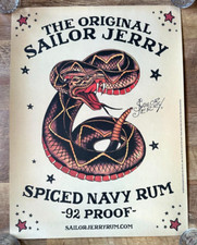 SAILOR JERRY 2008 The Original Spiced Rum USA Snake Print 24x18" / Tattoo Poster