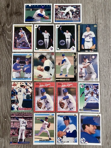 Vintage Nolan Ryan Baseball Card Lot of 18 Base Inserts Topps Upper Deck Donruss