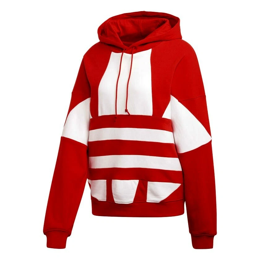 Slaapkamer thuis Reclame Adidas Originals Women&#039;s LARGE LOGO Hoodie Sweatshirt Lush Red/White  FS1307 e | eBay