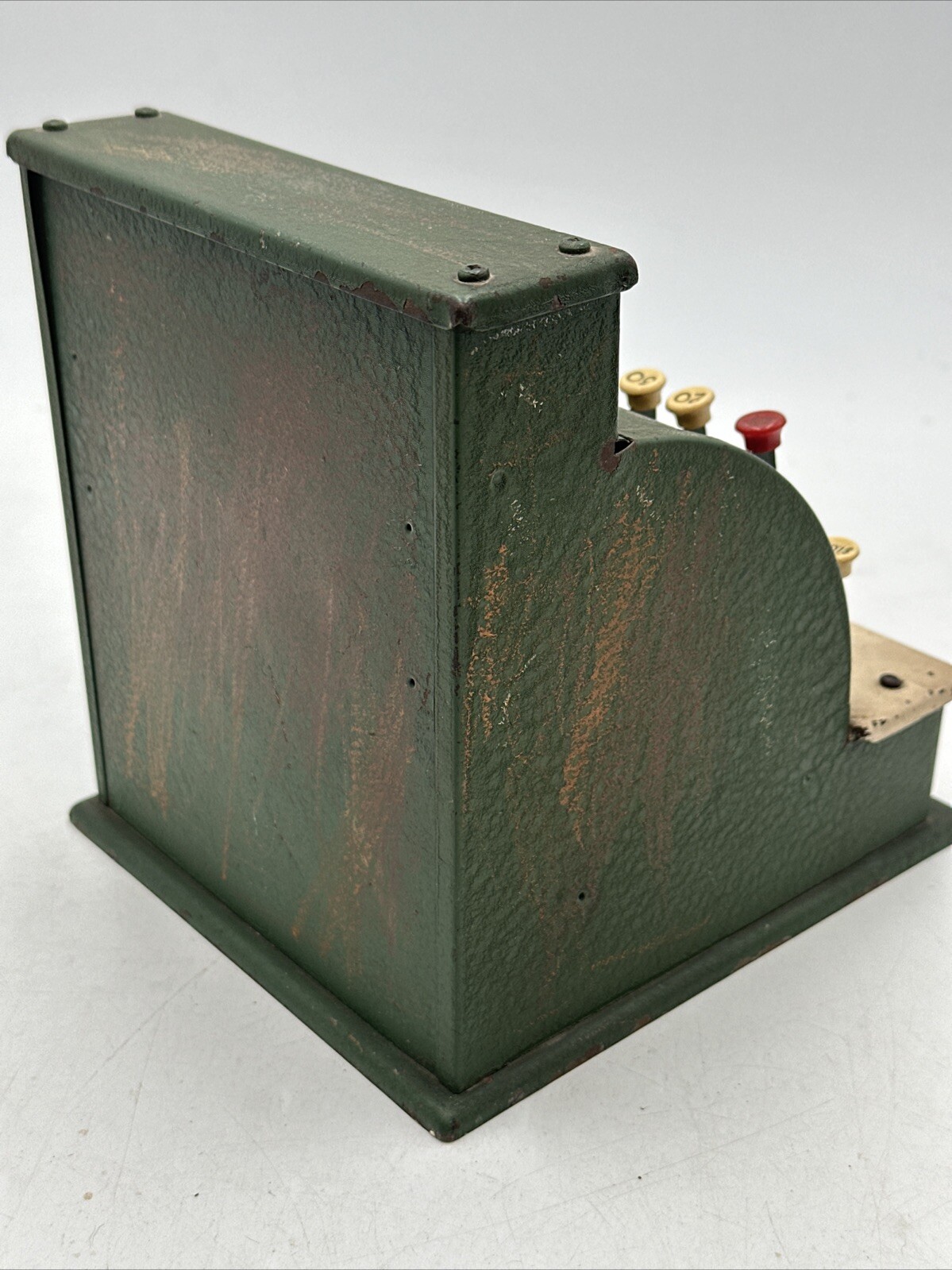 как выглядит Vntg Tom Thumb Toy Cash Register Green Metal 1950 Western Stamping Co USA Works фото
