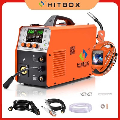 HITBOX Mig Welder MIG ARC TIG 3 in 1 Gas Gasless Digital Display Precise Control