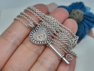 BOXED Genuine Pandora Sparkling Heart Key Floating Locket