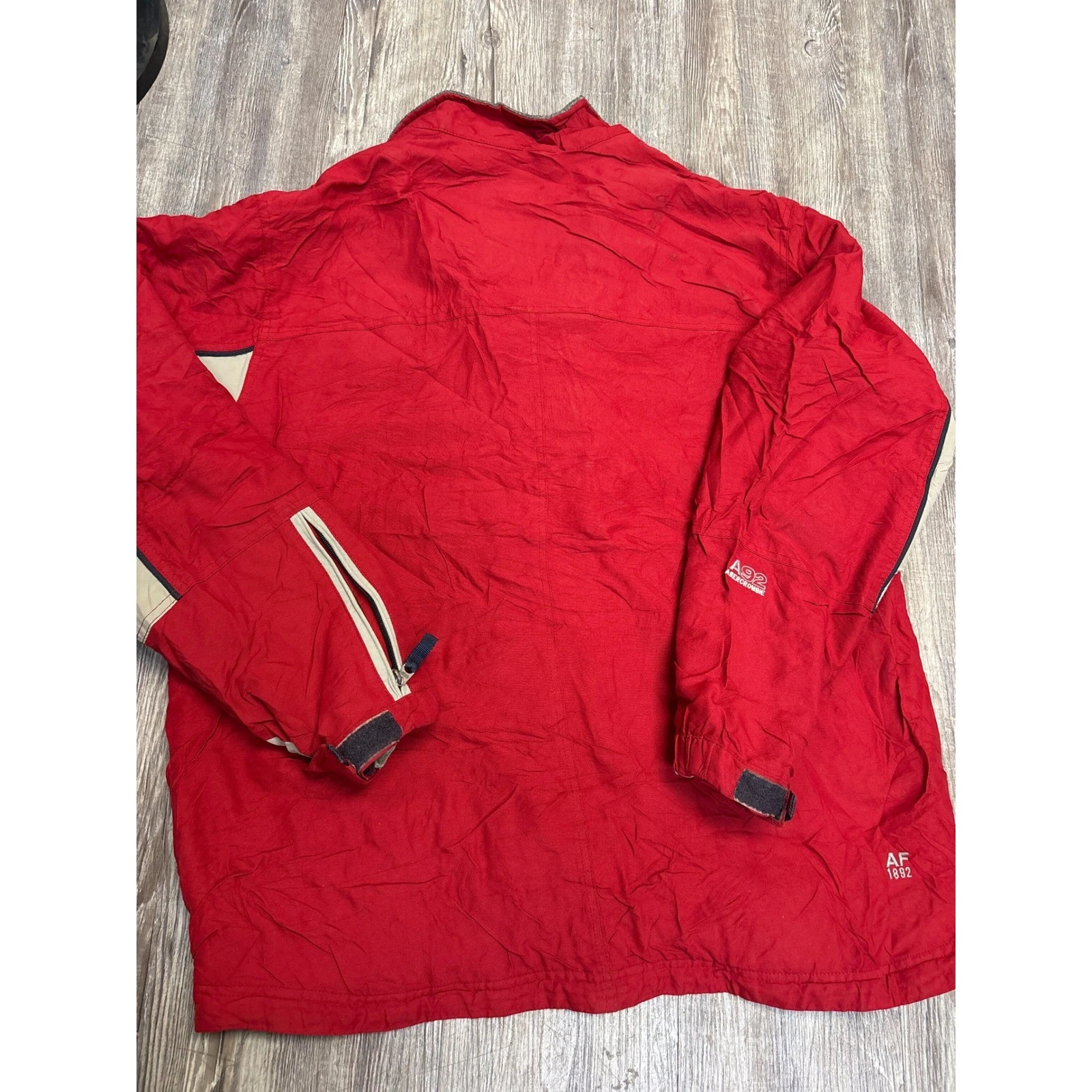 Vintage 92 Abercrombie & Fitch Red Jacket Full Zip Lightweight Size L image 4
