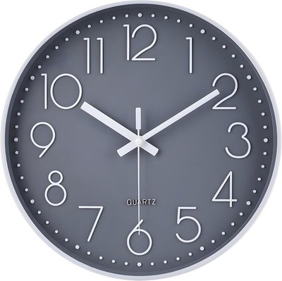 Leise Wanduhr 10'' batteriebetrieben nicht tickend modern grau Home Office