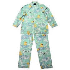 Vintage Nick and Nora HTF Flannel Bath Time Rubber Ducks Ducky Pajama Set L Y2K