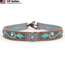 Cowboy Hat Band Turquoise Stitching Adjustable Western Hatband Men Women