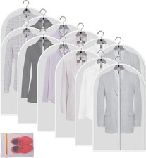 Clear Garment Bags Clothes Covers Protecting Dusts Set of 12 for Storage
