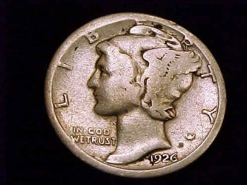1926-S  Mercury Dime,  About Good to nearly Good Grade