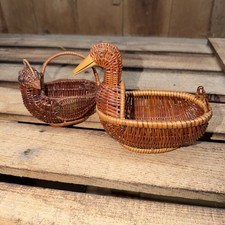 Lot 2 Vintage Wicker & Rattan Woven Duck Chic...