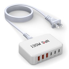 130W USB C Charger Block GaN 6 Port Fast USB C Charging Station for iPhone