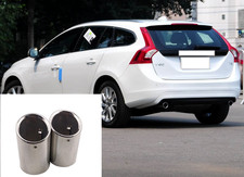 2X Rear Car Exhaust TailPipe Muffler Tip For 2011-2017 Volvo V60 Stainless Steel