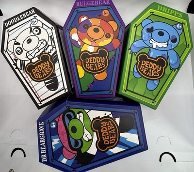 NEW - Complete Set Of 4   Deddy Bears 5 Coffin Plush S3 SKIDMARK +6 COLLECTIBLES