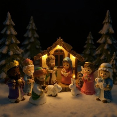 Kreatives Weihnachtskrippen Spielset - 12 Figuren für das  Familienfest