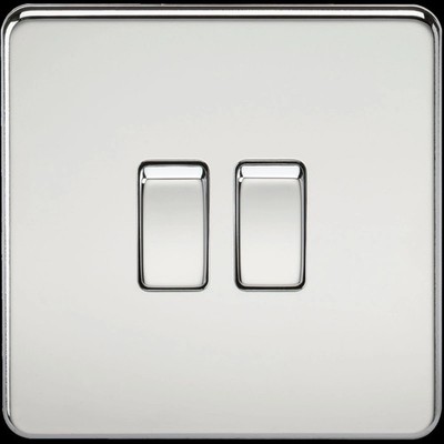 Knightsbridge schraubenlose flache Platte poliertes Chrom 1 Gang 2-Wege Lichtschalter