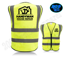 HANDYMAN Hi-Vis Safety Vest Reflective 2" Strips w/ Pockets Print Front Back
