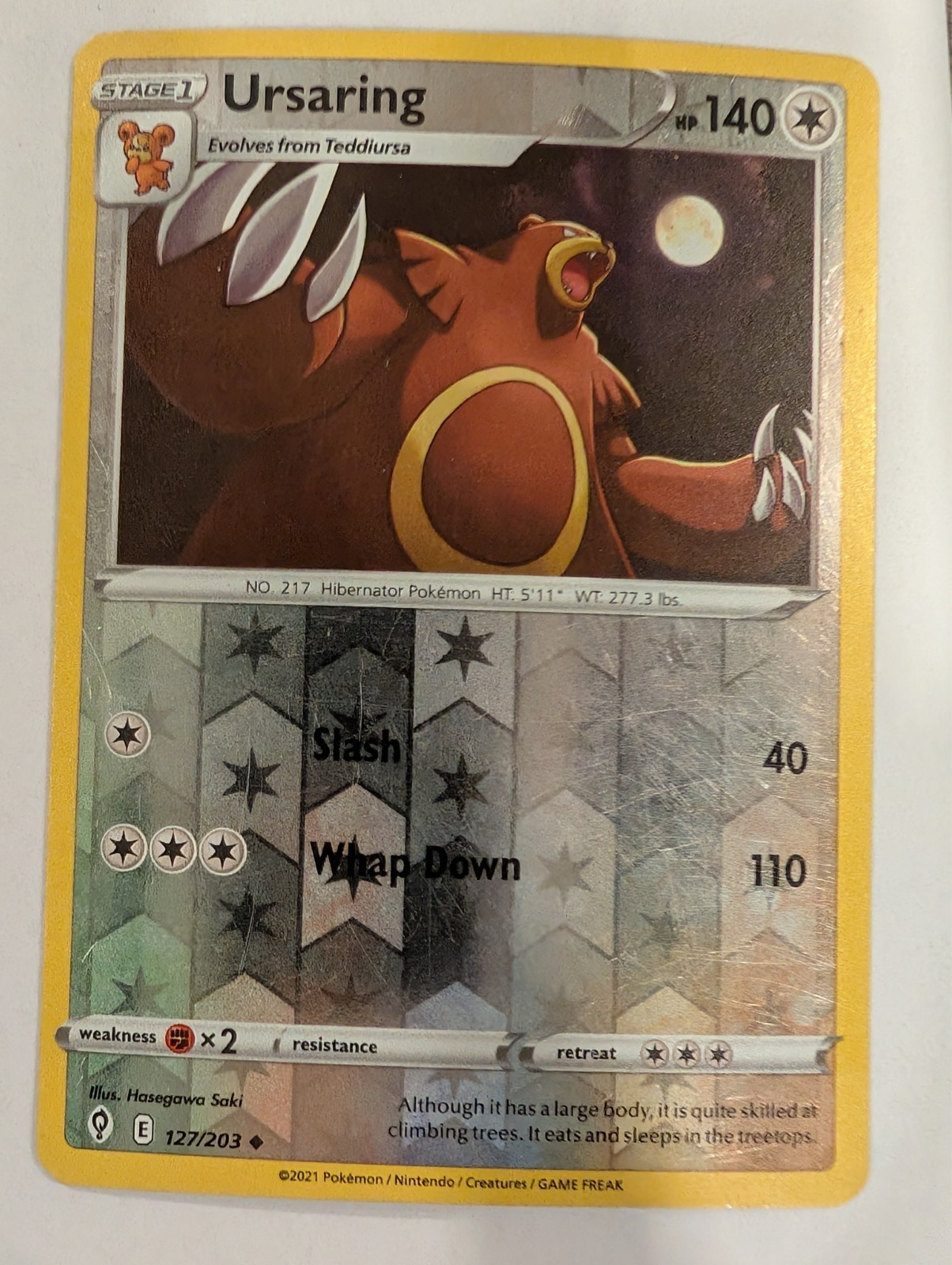 Ursaring 127/203 - Evolving Skies Pokemon Reverse Holo Foil Nice!
