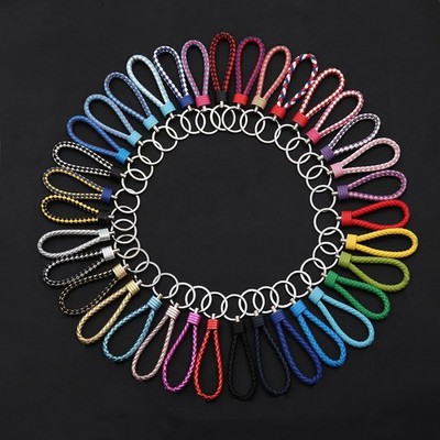 50x Handmade Woven Leather Key Ring Durable Lanyard Holder for Daily Outdoor Car