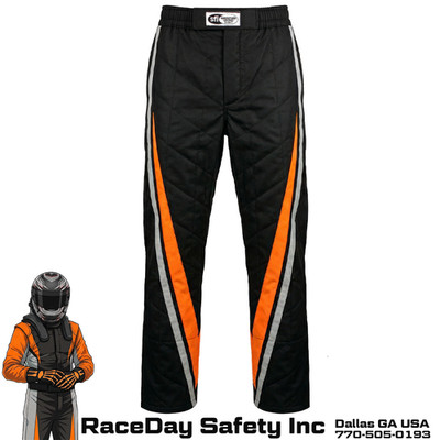 K1 RaceGear Vortex Racing Pants Kid's and Adults SFI 3.2A/1 Orange/Gray/Black