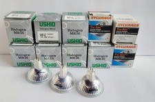 13 Halogen 12V 20W Projector Bulbs Ushio MR16 Sylvania Tru-Aim Made In Germany