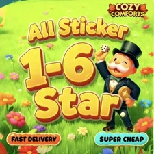Monopoly Golden Blitz GO! Stickers 1-6⭐ All Stars Cozy Comforts FAST Delivery