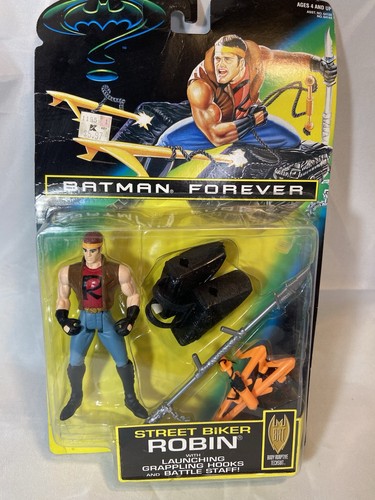 1995 Kenner Street Bike Robin Grappling Hooks & Staff Batman Forever Figure-NEW - Picture 1 of 9
